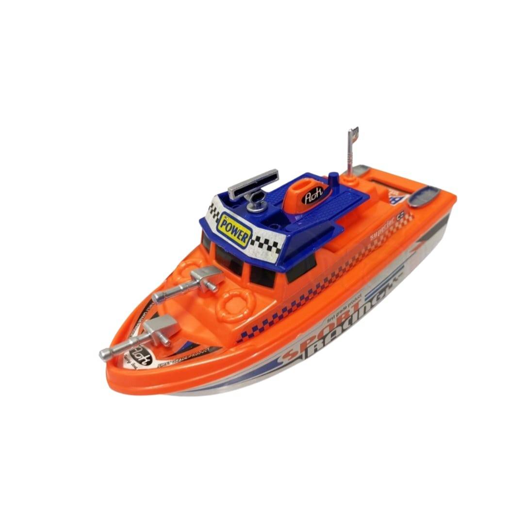 Jucarie interactiva, Barcuta, sunete si lumini, portocaliu/albastru, 20 cm