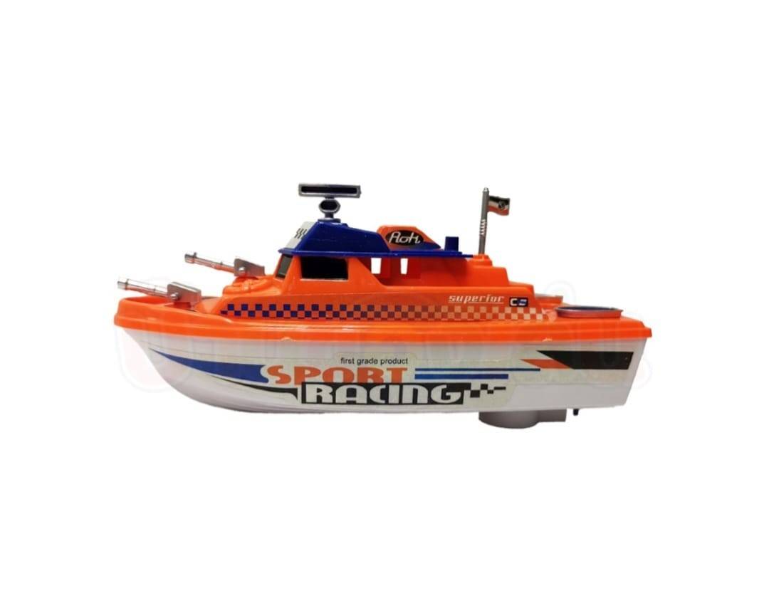Jucarie interactiva, Barcuta, sunete si lumini, portocaliu/albastru, 20 cm