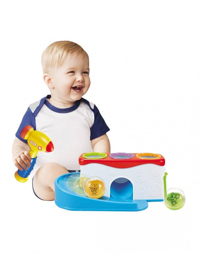 Jucarie interactiva bebelusi, Ciocanul cu Bile, sunete, multicolor, 24 cm