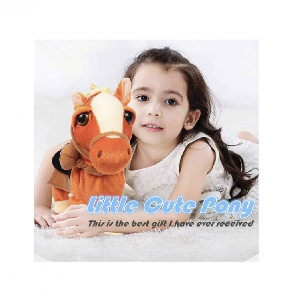 Jucarie interactiva, Calut cu lesa, MASHASHOP, merge, sunet, maro deschis, 29 cm