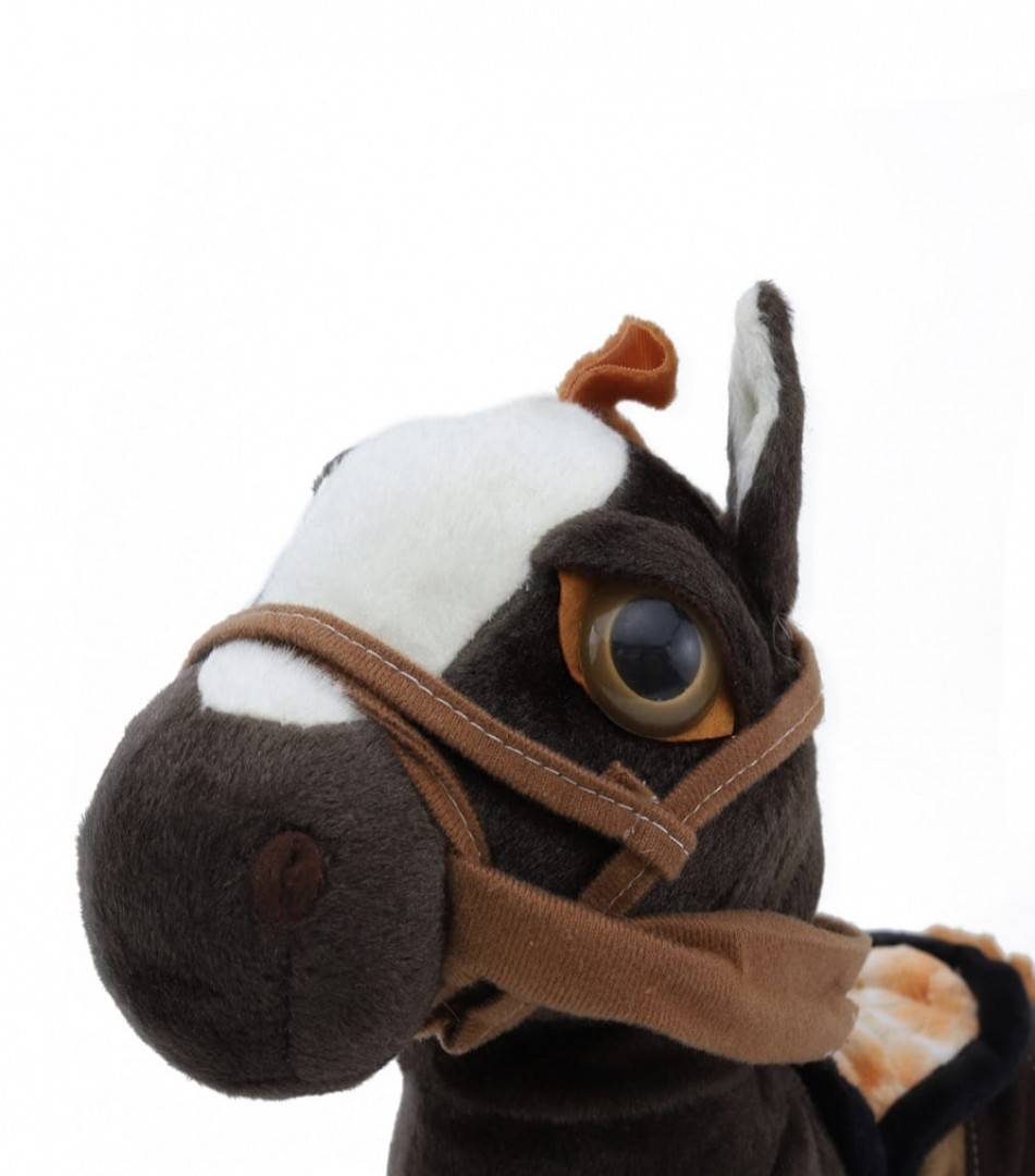 Jucarie interactiva, Calut cu lesa, MASHASHOP, merge, sunet, maro, 29 cm