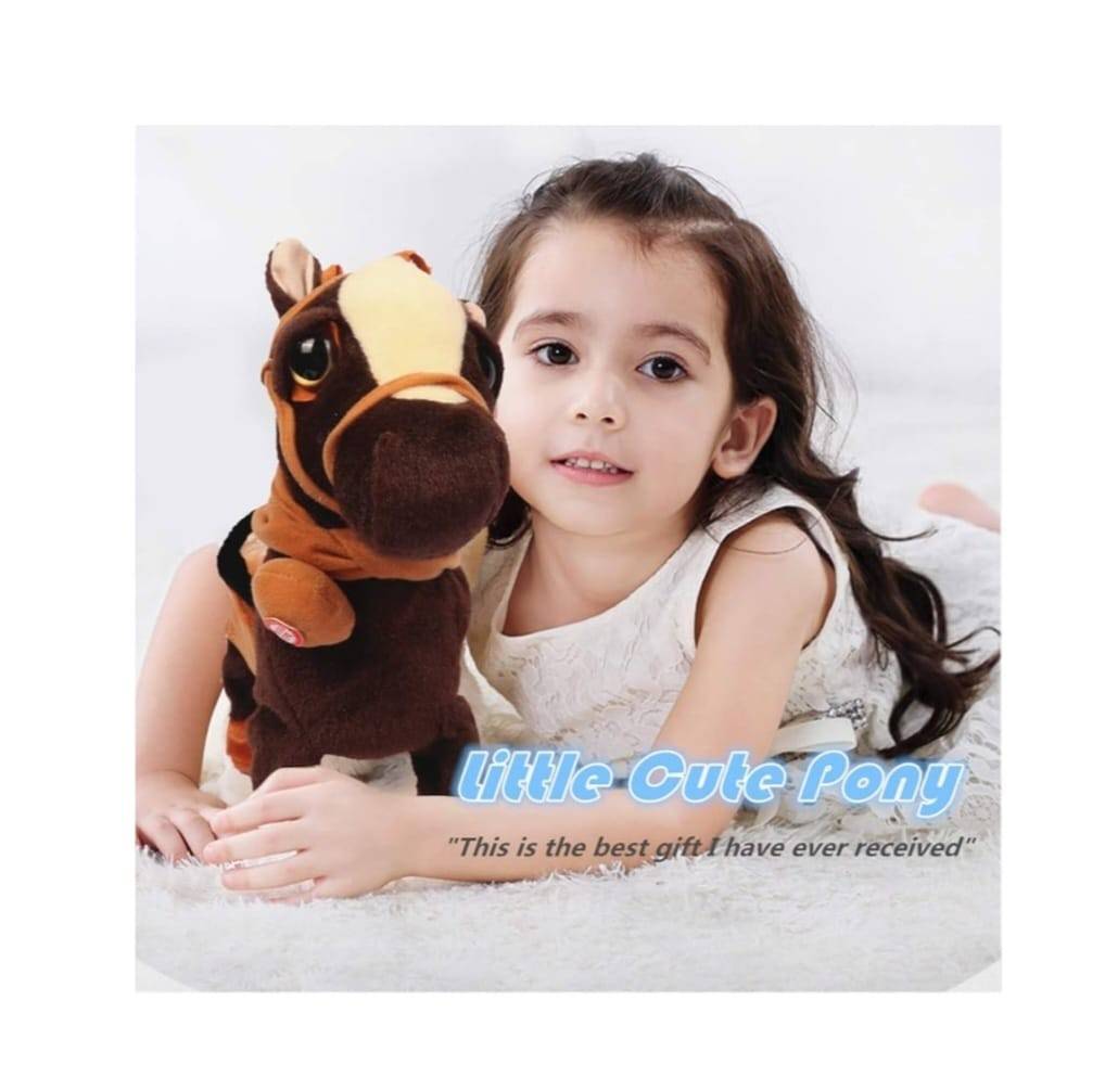 Jucarie interactiva, Calut cu lesa, MASHASHOP, merge, sunet, maro, 29 cm