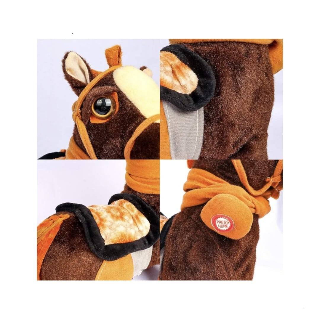 Jucarie interactiva, Calut cu lesa, MASHASHOP, merge, sunet, maro, 29 cm