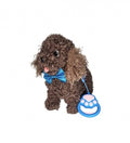 Jucarie interactiva, Catel cu lesa, MASHASHOP, merge, sunet, maro inchis, 30 cm