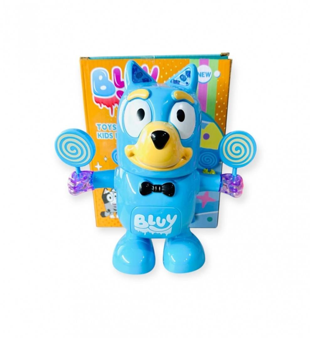 Jucarie interactiva, Catelul Bluey, sunete si lumini, MASHASHOP, albastru, 21 cm