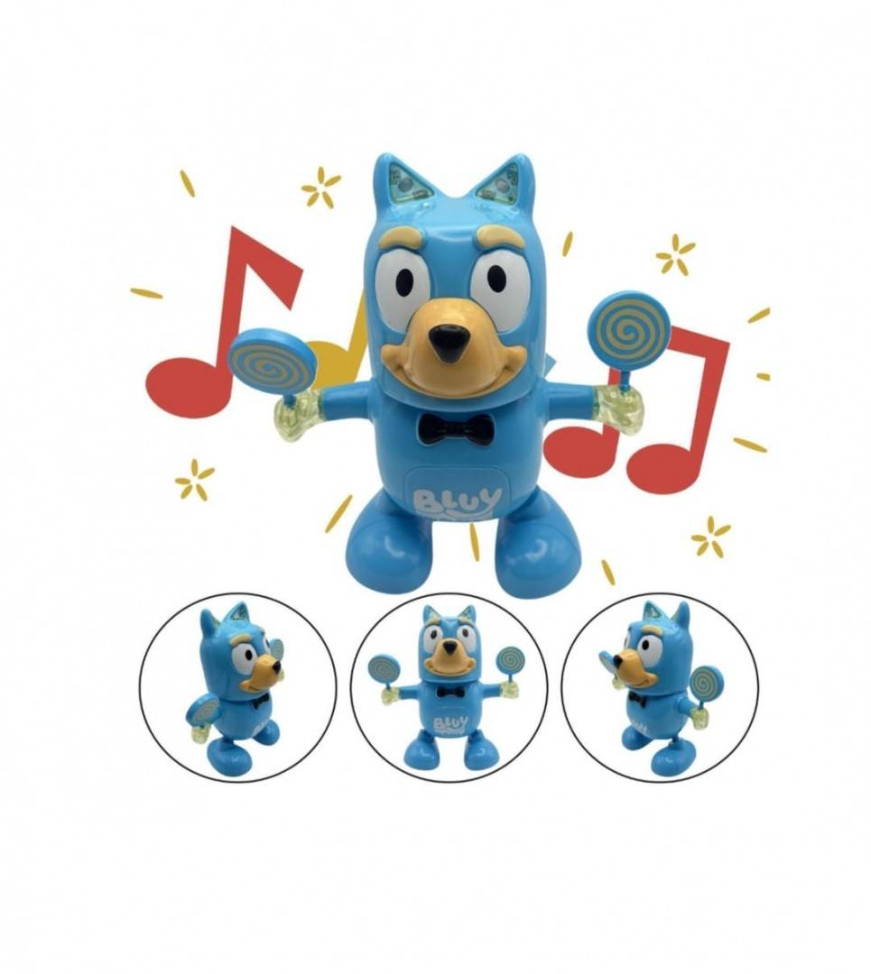 Jucarie interactiva, Catelul Bluey, sunete si lumini, MASHASHOP, albastru, 21 cm