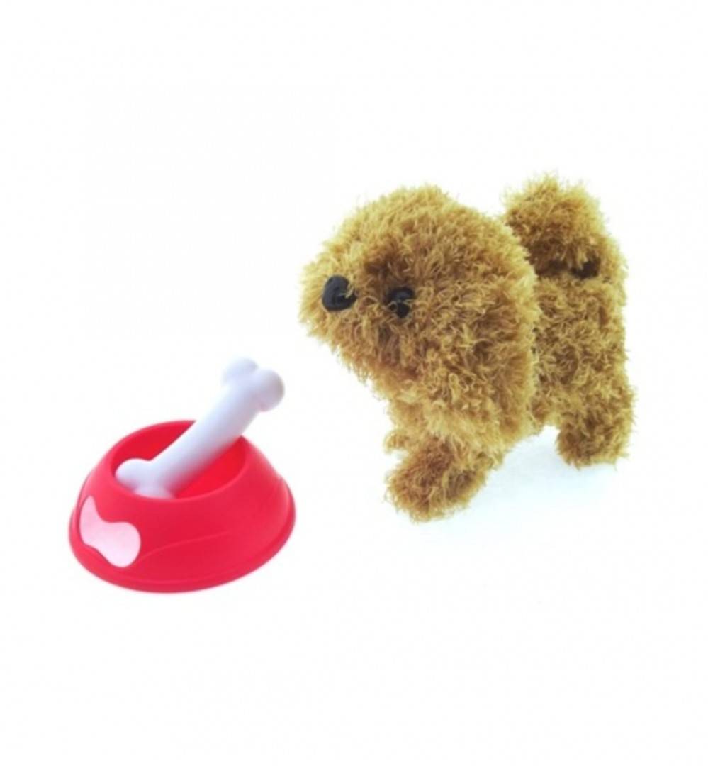 Jucarie interactiva, Catelusul Vesel, se deplaseaza, misca capul, sunete, maro, 18 m