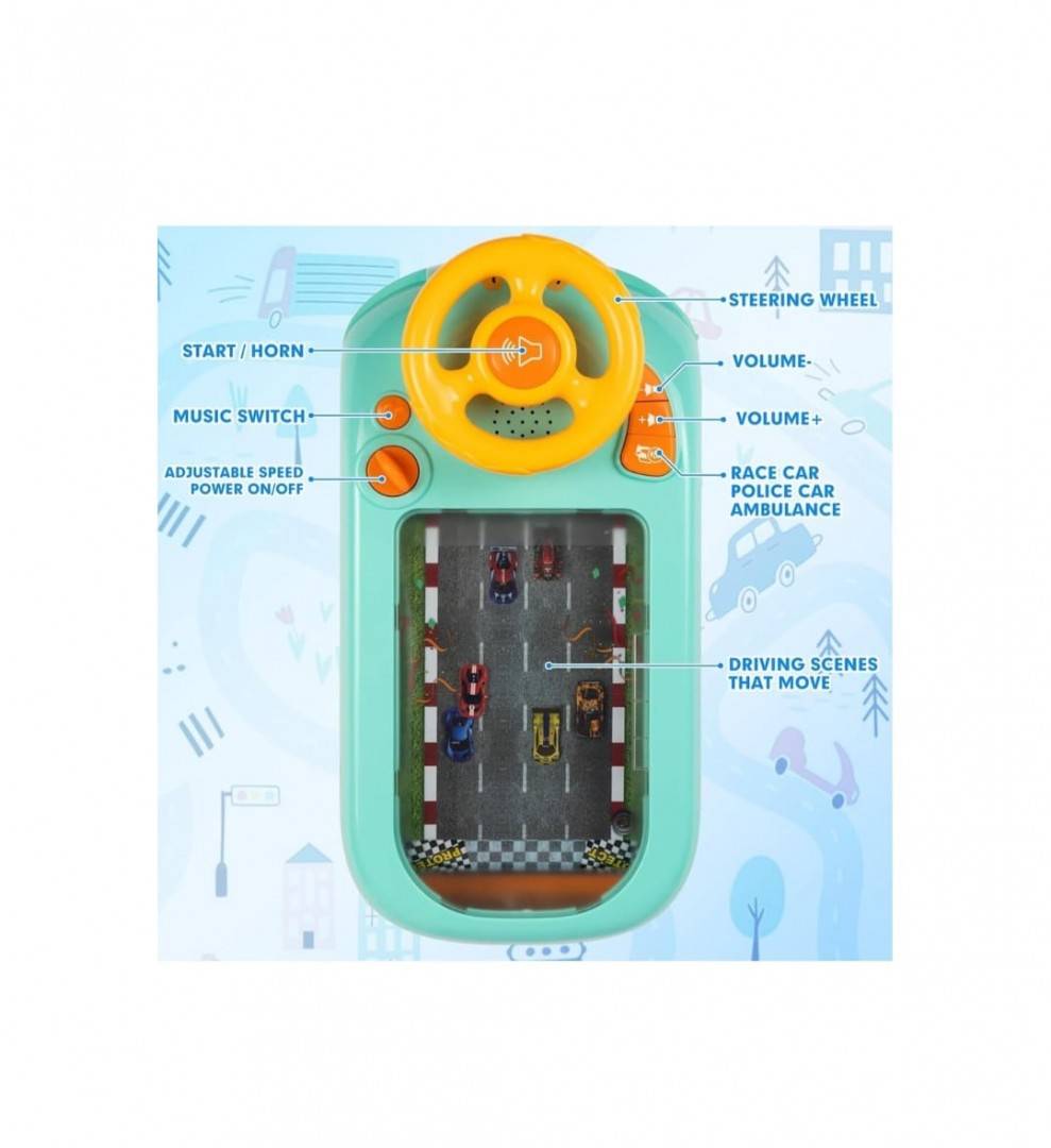 Jucarie interactiva copii, Simulator cu volan, MASHASHOP, multicolor, 43 cm