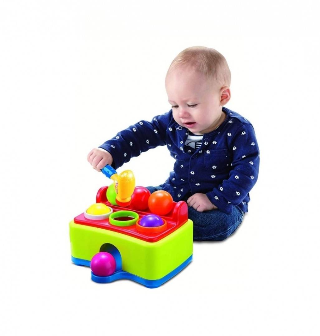 Jucarie interactiva cu 6 blie si ciocan, sunete si lumini, multicolor, 21 cm