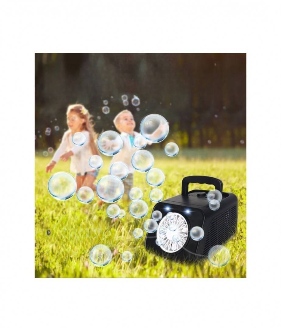 Jucarie Interactiva de Facut Baloane de Sapun, Automata, Portabila, 20 de Gauri, Lumini Led, Sistem Antiscurgere, negru, 20 c