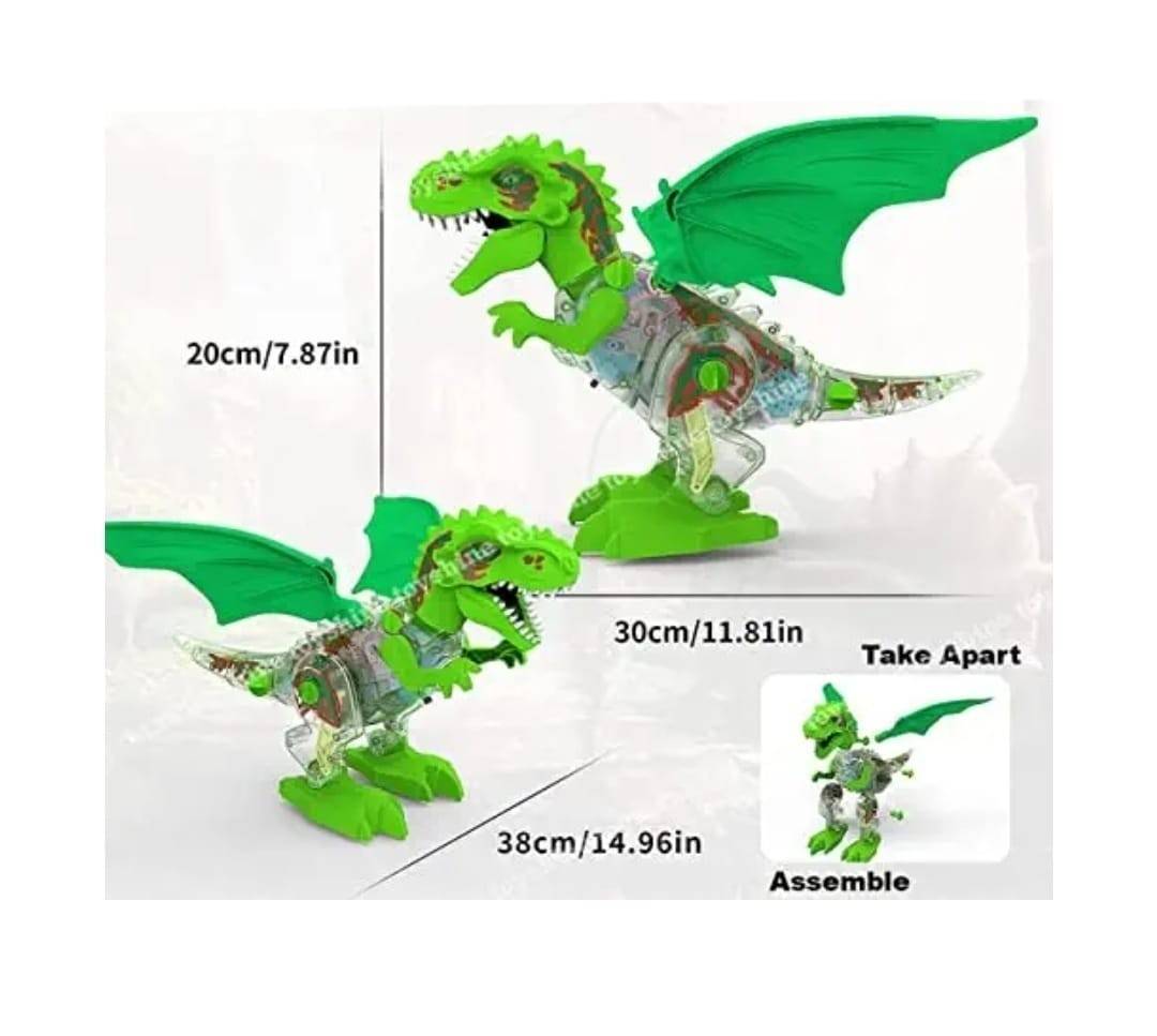 Jucarie interactiva, Dinozaur cu sunete si lumini, verde, 20 cm