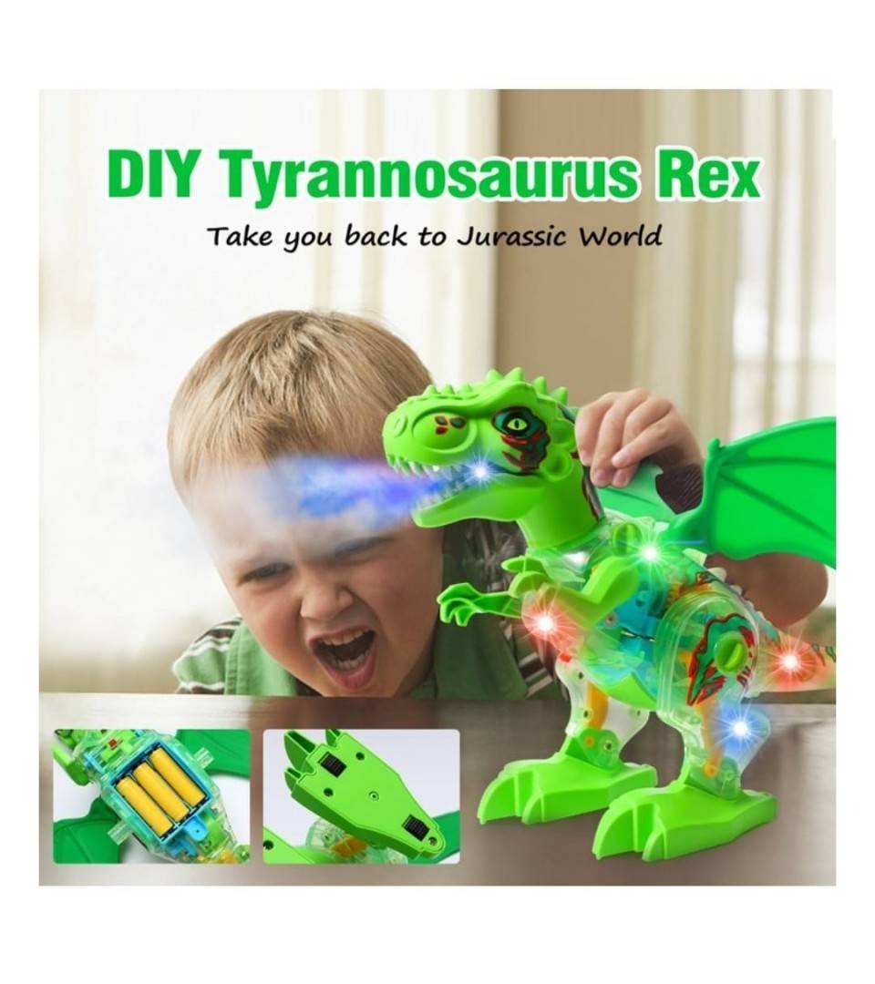 Jucarie interactiva, Dinozaur cu sunete si lumini, verde, 20 cm