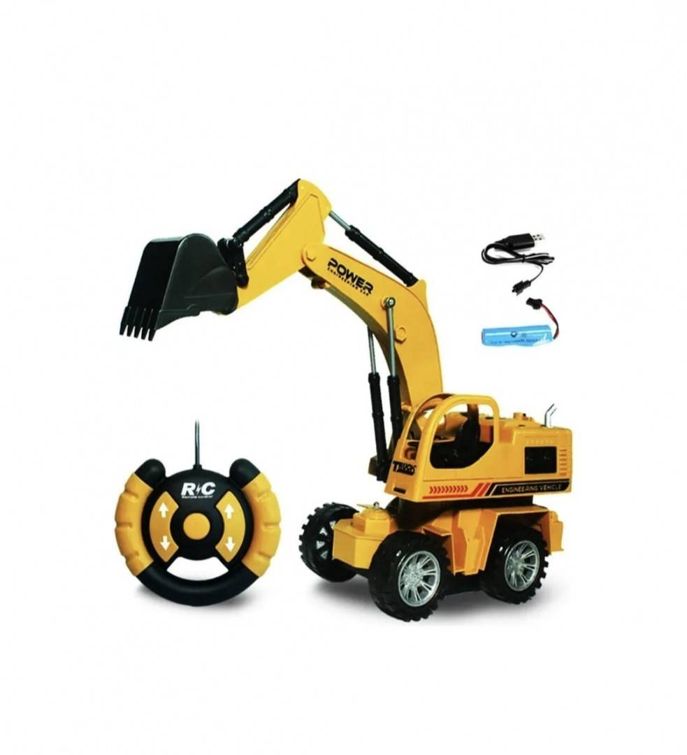 Jucarie interactiva, Excavator cu telecomanda, acumulator, multicolor, 23 cm