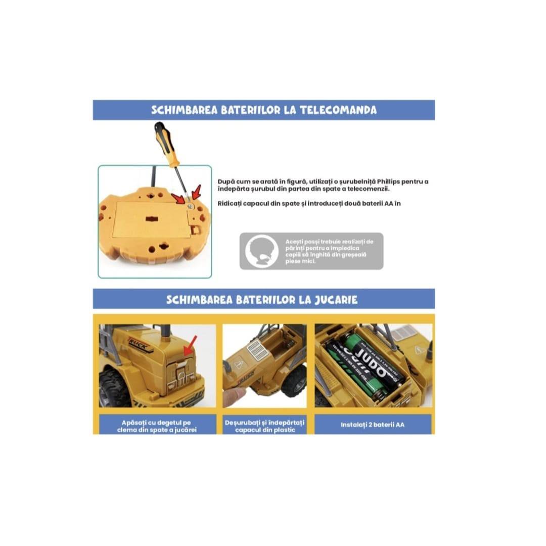 Jucarie interactiva, Excavator cu telecomanda, acumulator, multicolor, 23 cm