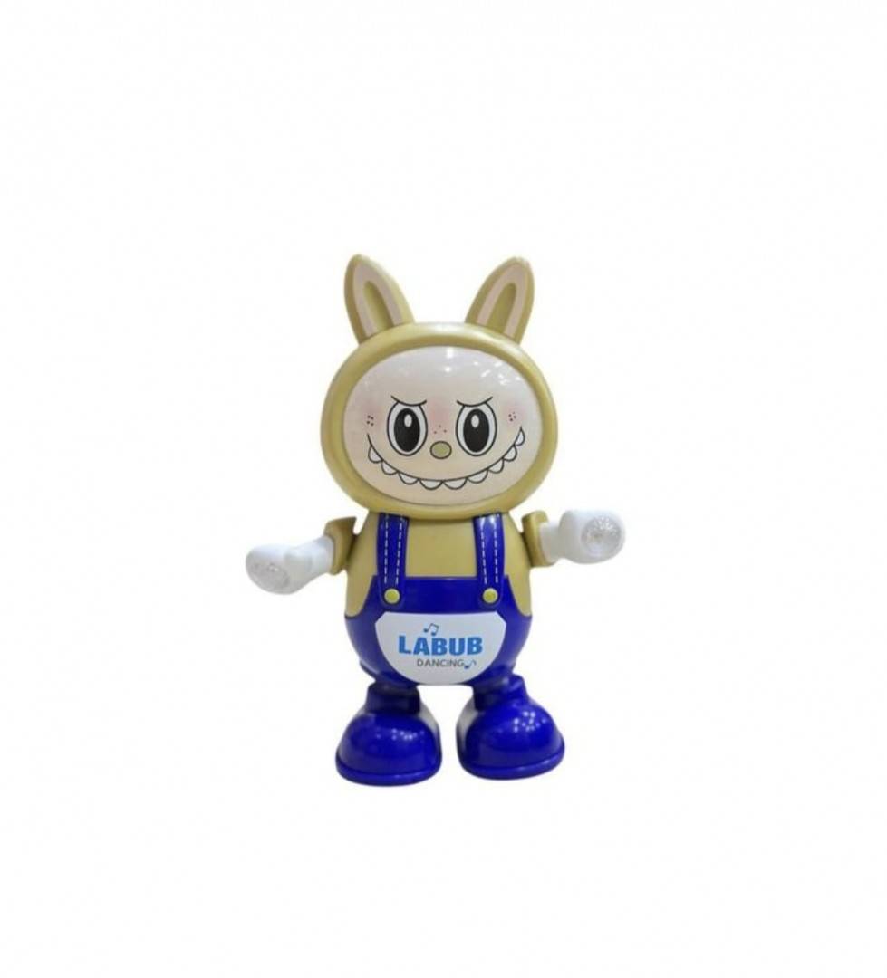 Jucarie interactiva, Labubu dansator, sunete si lumini, maro, 20 cm