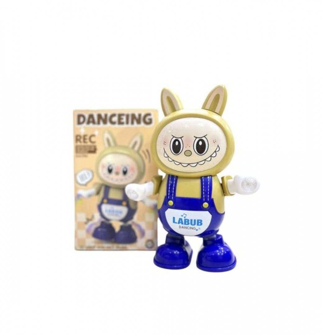 Jucarie interactiva, Labubu dansator, sunete si lumini, maro, 20 cm