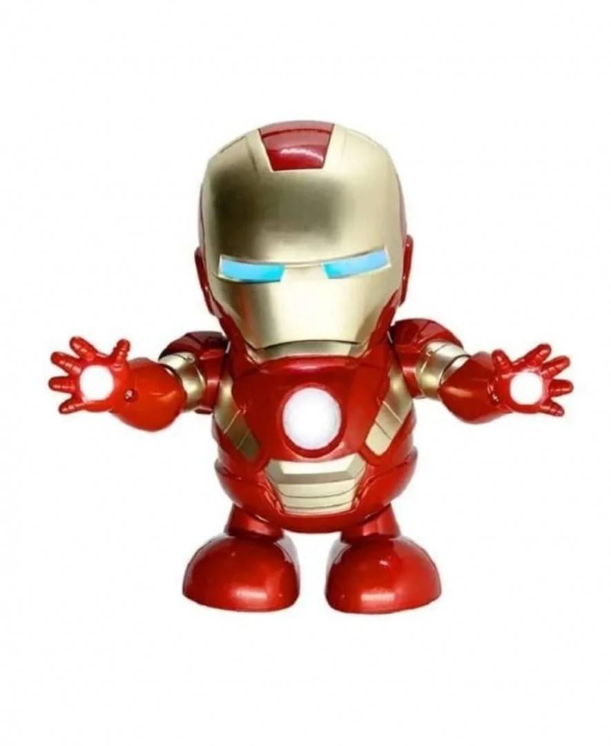 Jucarie interactiva, Model Iron man dansator, functie lumini/sunete, rosu, 20 cm