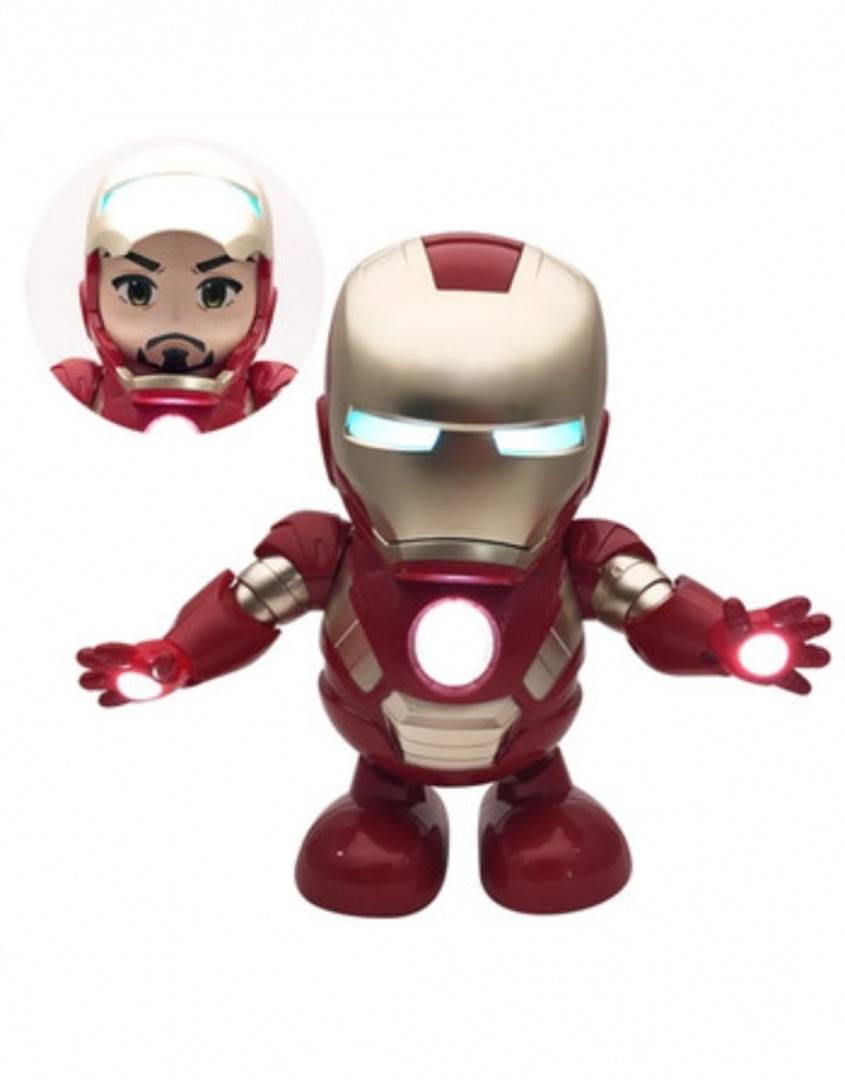 Jucarie interactiva, Model Iron man dansator, functie lumini/sunete, rosu, 20 cm