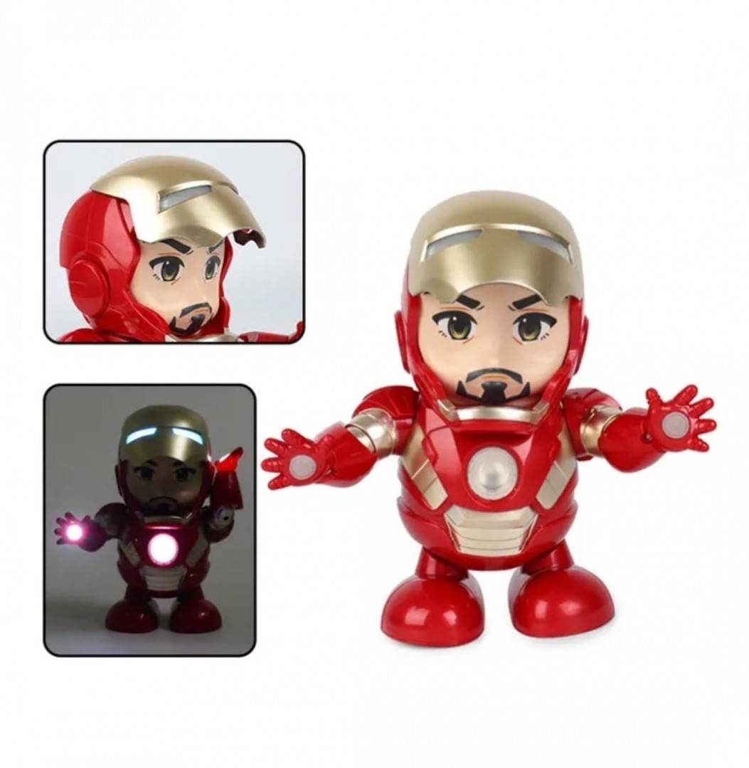 Jucarie interactiva, Model Iron man dansator, functie lumini/sunete, rosu, 20 cm