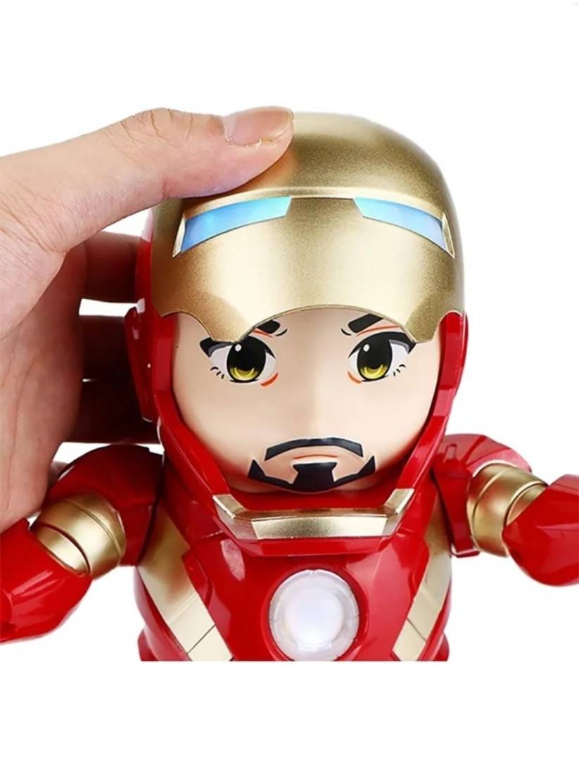 Jucarie interactiva, Model Iron man dansator, functie lumini/sunete, rosu, 20 cm