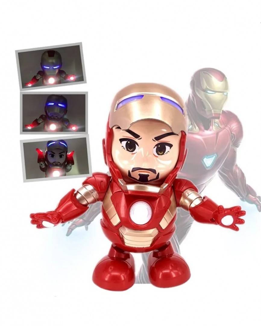 Jucarie interactiva, Model Iron man dansator, functie lumini/sunete, rosu, 20 cm