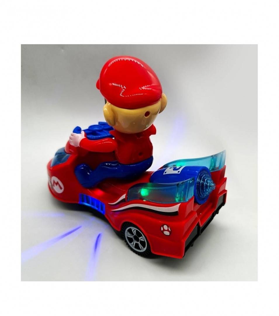 Jucarie interactiva pentru copii, Mario pe motocicleta, sunete si lumini, multicolor, 19 cm
