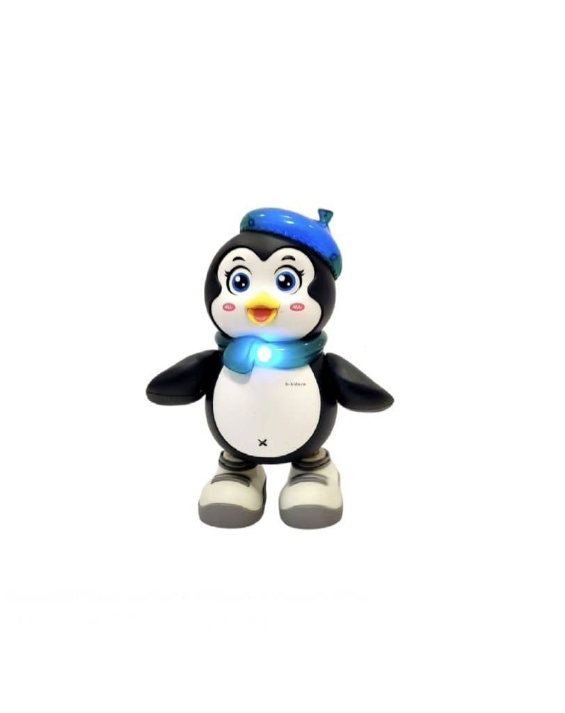Jucarie interactiva, Pinguinul dansator, sunete si lumini, MASHASHOP, albastru, 22 cm