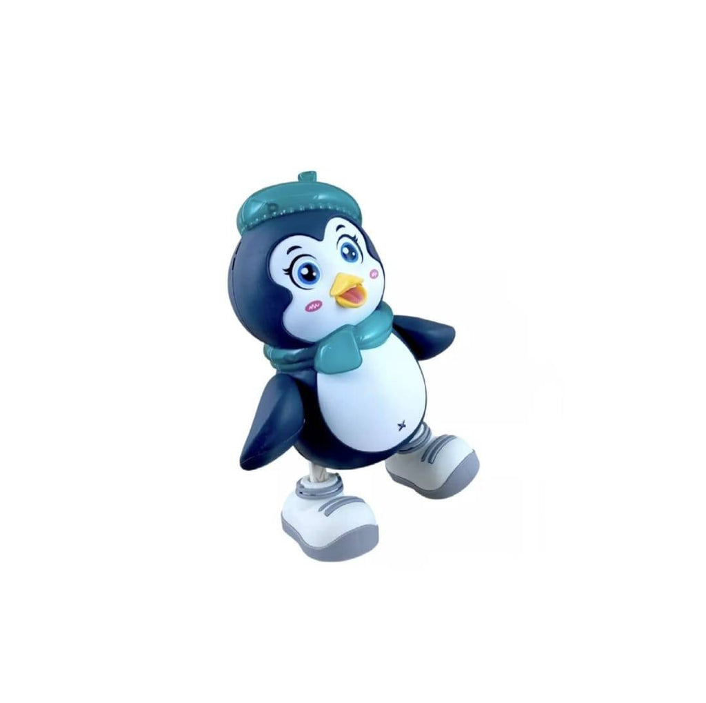 Jucarie interactiva, Pinguinul dansator, sunete si lumini, MASHASHOP, albastru, 22 cm