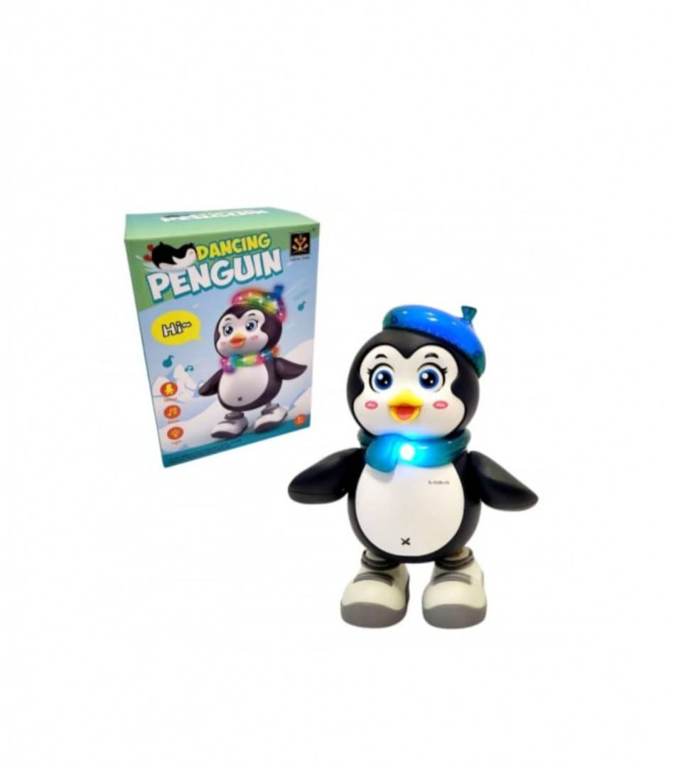 Jucarie interactiva, Pinguinul dansator, sunete si lumini, MASHASHOP, albastru, 22 cm