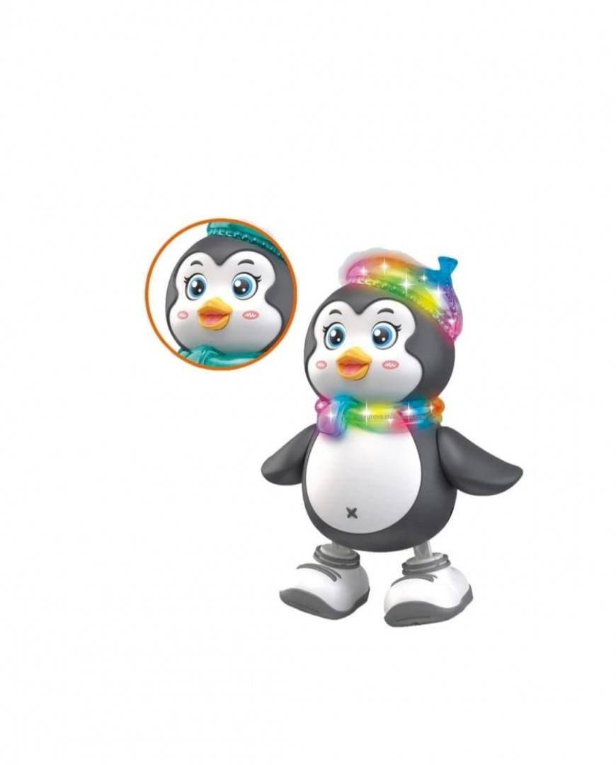 Jucarie interactiva, Pinguinul dansator, sunete si lumini, MASHASHOP, albastru, 22 cm