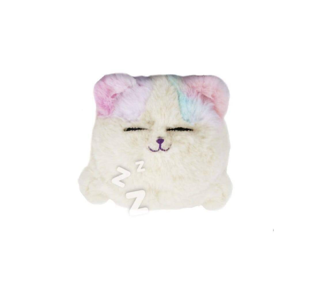 Jucarie interactiva, Pisicuta Puszek, miauna, misca ochii, canta, alb/multicolor, 27 cm