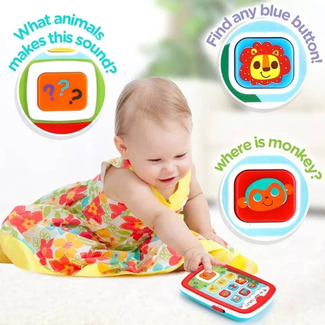 Jucarie interactiva, Prima Mea Tableta, Hola, sunete si lumini, multicolor, 12 cm, 6 luni+