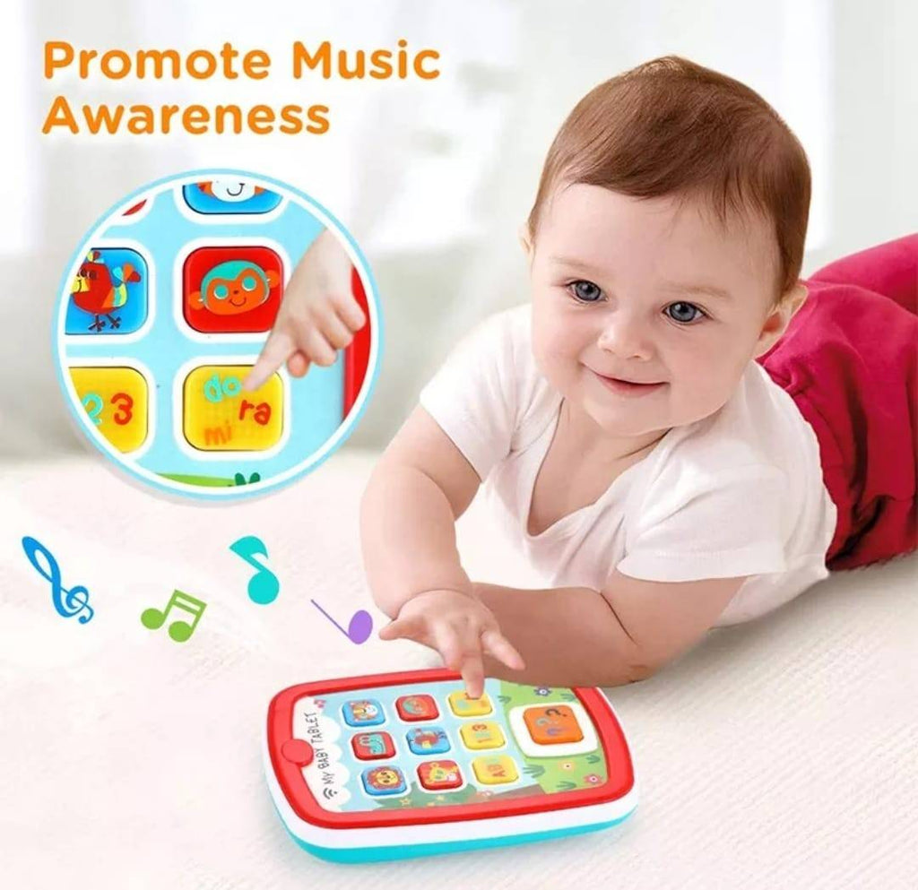 Jucarie interactiva, Prima Mea Tableta, Hola, sunete si lumini, multicolor, 12 cm, 6 luni+