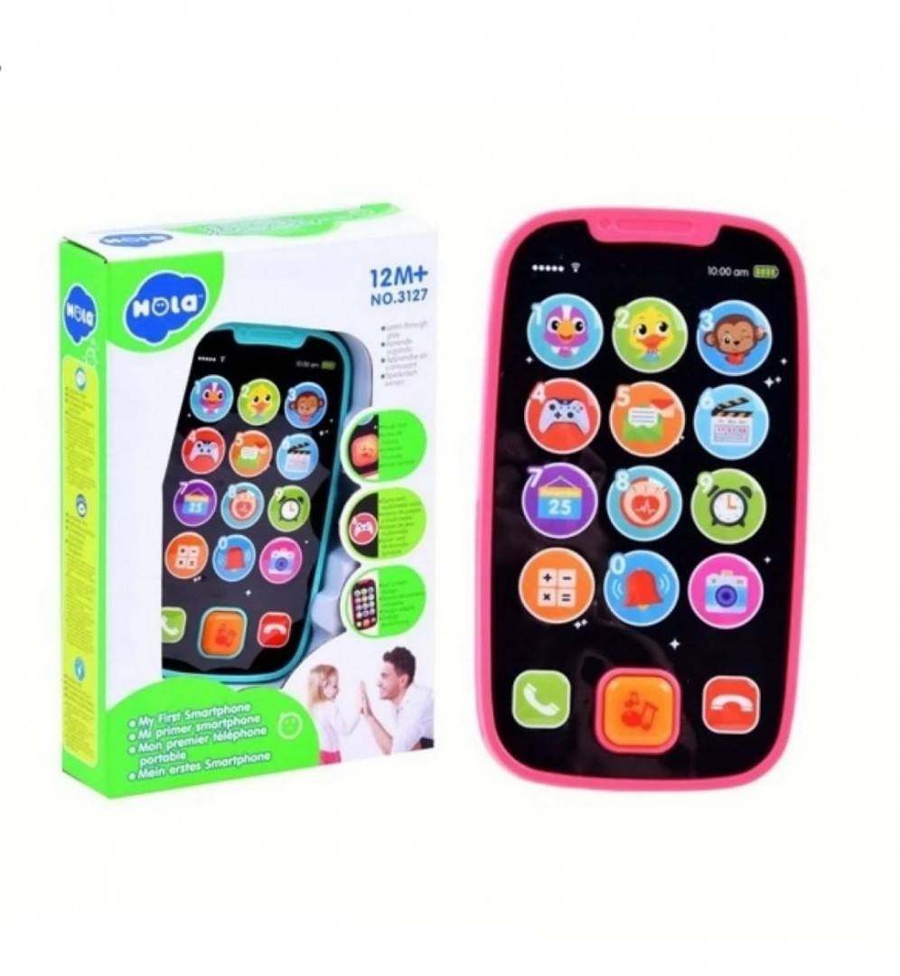 Jucarie interactiva, Primul Meu Smartphone, Hola, roz, 12 cm, 12 luni+