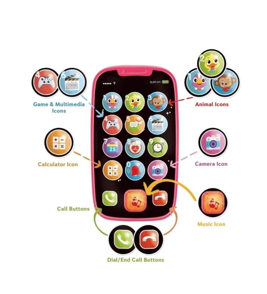 Jucarie interactiva, Primul Meu Smartphone, Hola, roz, 12 cm, 12 luni+