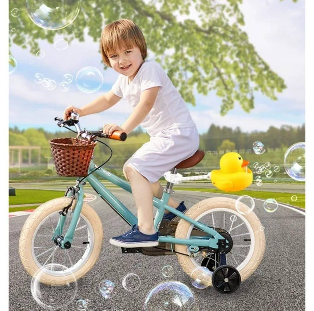 Jucarie interactiva Ratusca, de facut baloane, pentru bicicleta, galben, 14 cm