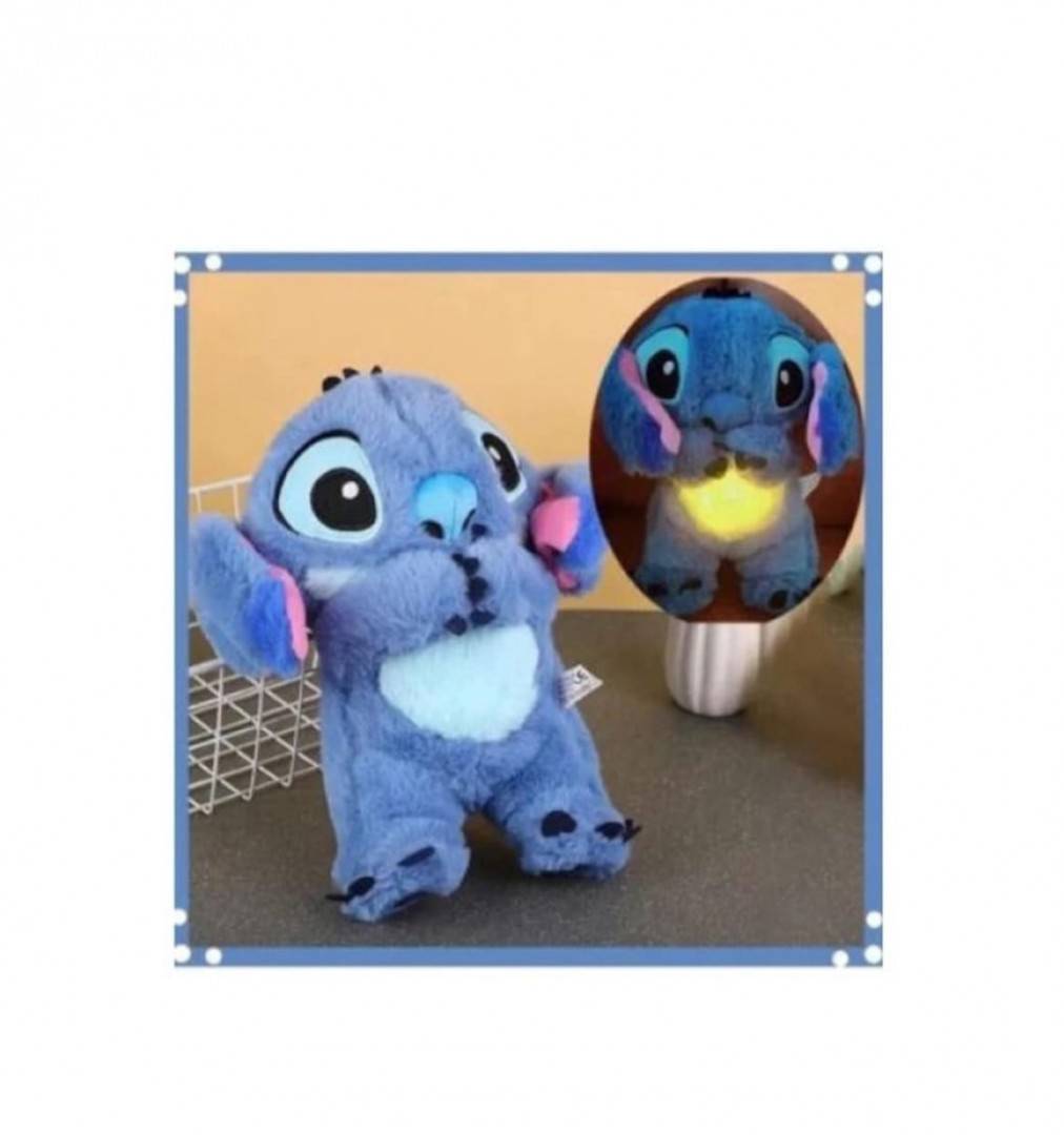 Jucarie interactiva, Stitch, care imita respiratia, melodii, lumineaza, albastru, 27 cm