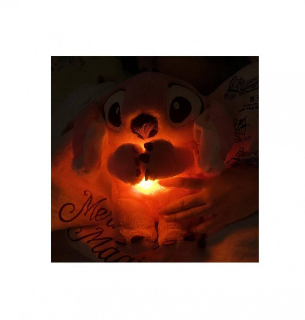 Jucarie interactiva, Stitch Lilo, care imita respiratia, melodii, lumineaza, roz, 27 cm