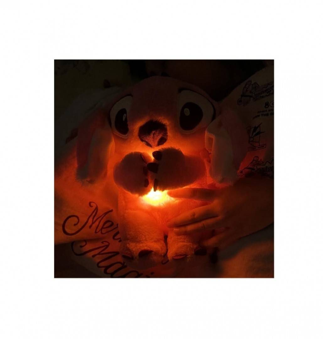 Jucarie interactiva, Stitch Lilo, care imita respiratia, melodii, lumineaza, roz, 27 cm