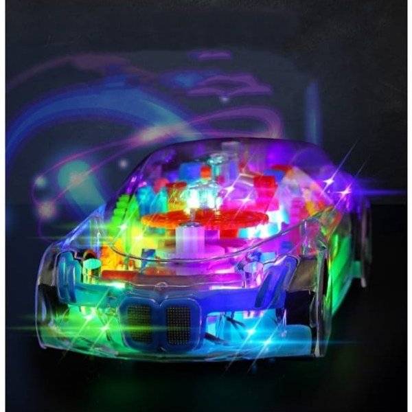 Jucarie masina cu sunete si lumini, transparenta, multicolor
