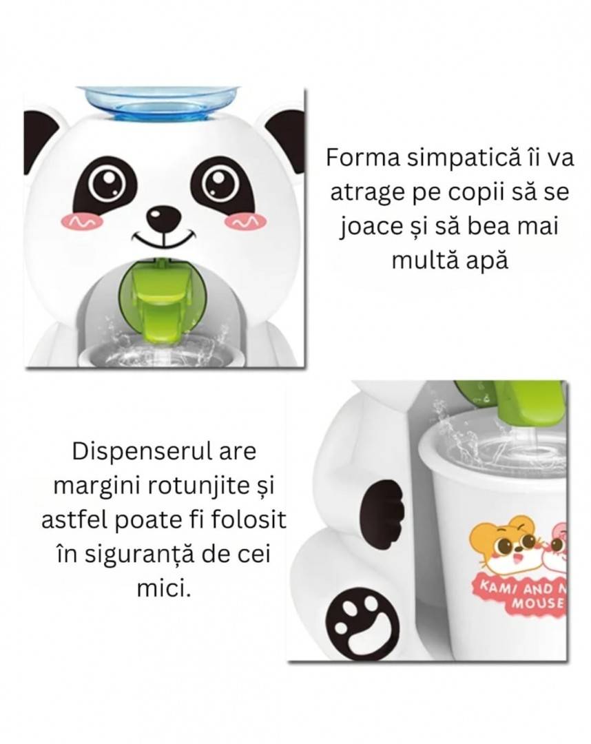Jucarie Mini Dozator de apa, Ursulet Panda, 22 cm, multicolor