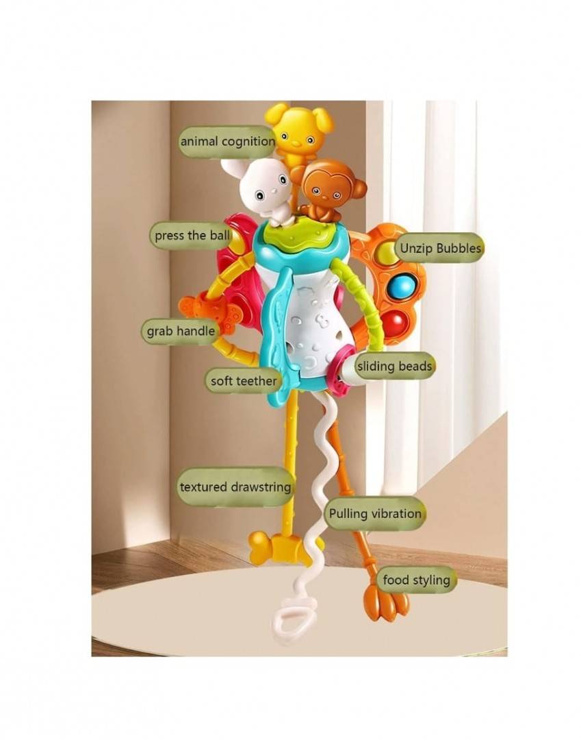 Jucarie Montessori bebe, multi - senzoriala din silicon, multicolor, 28 cm