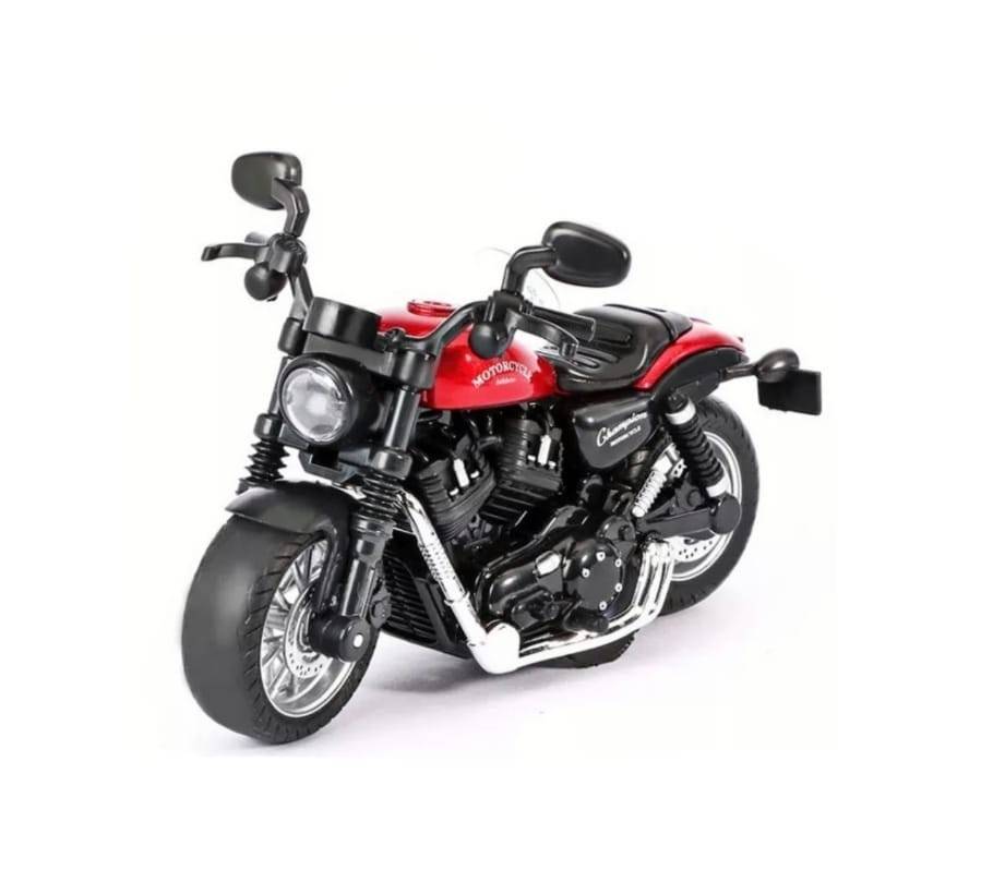 Jucarie Motocicleta cu sunete si lumini, metal, rosu, 12 cm
