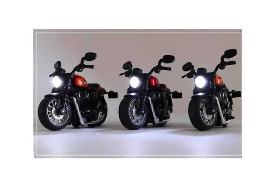 Jucarie Motocicleta cu sunete si lumini, metal, rosu, 12 cm