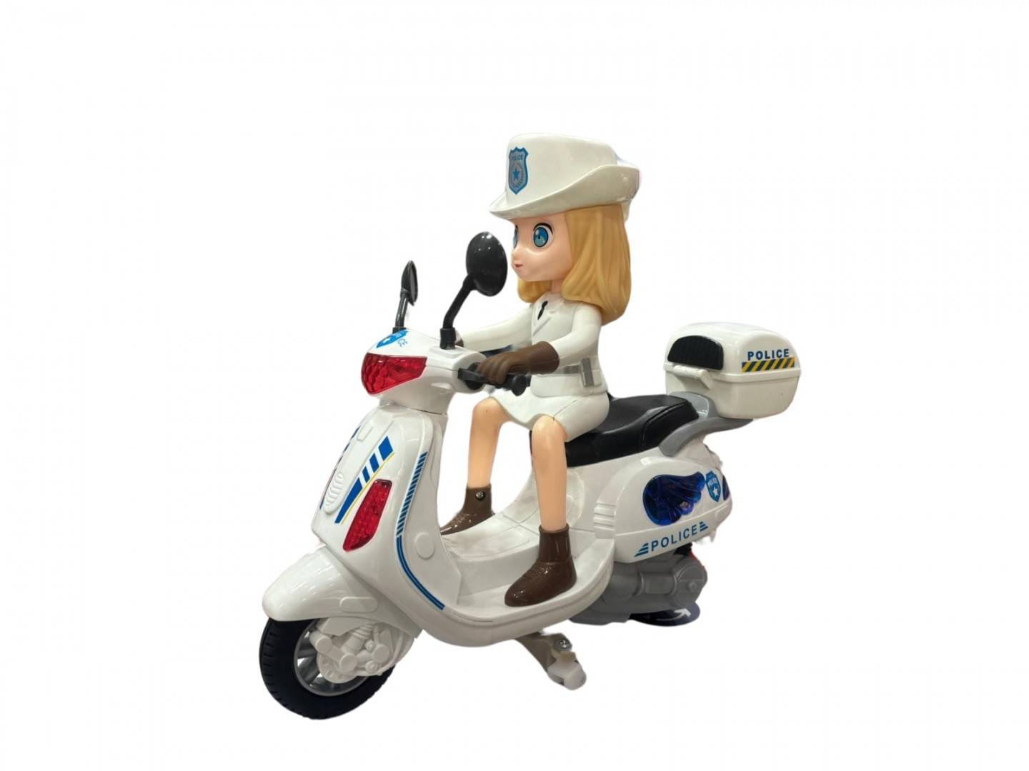Jucarie motocicleta de politie cu politista, sunete, lumini, multicolor, 27 cm