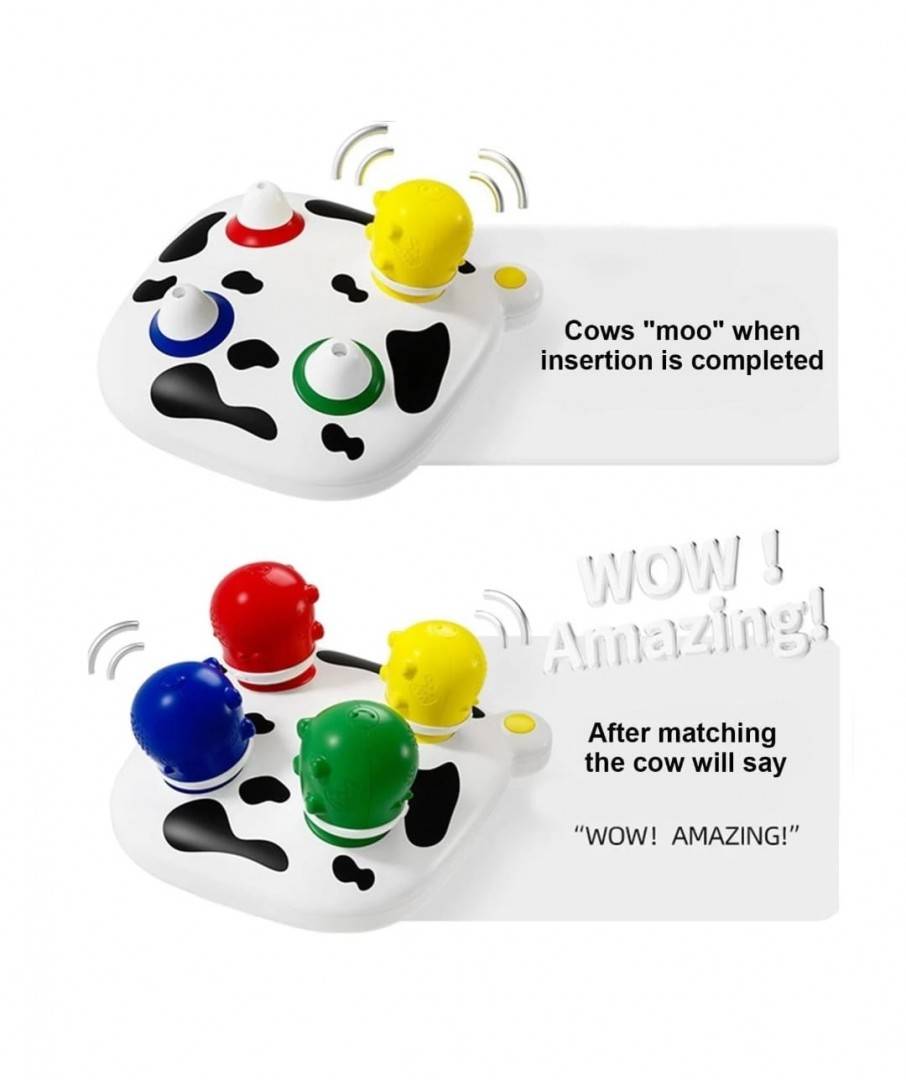 Jucarie motricitate fina Topbright, The fine Motor Skills Cow, multicolor