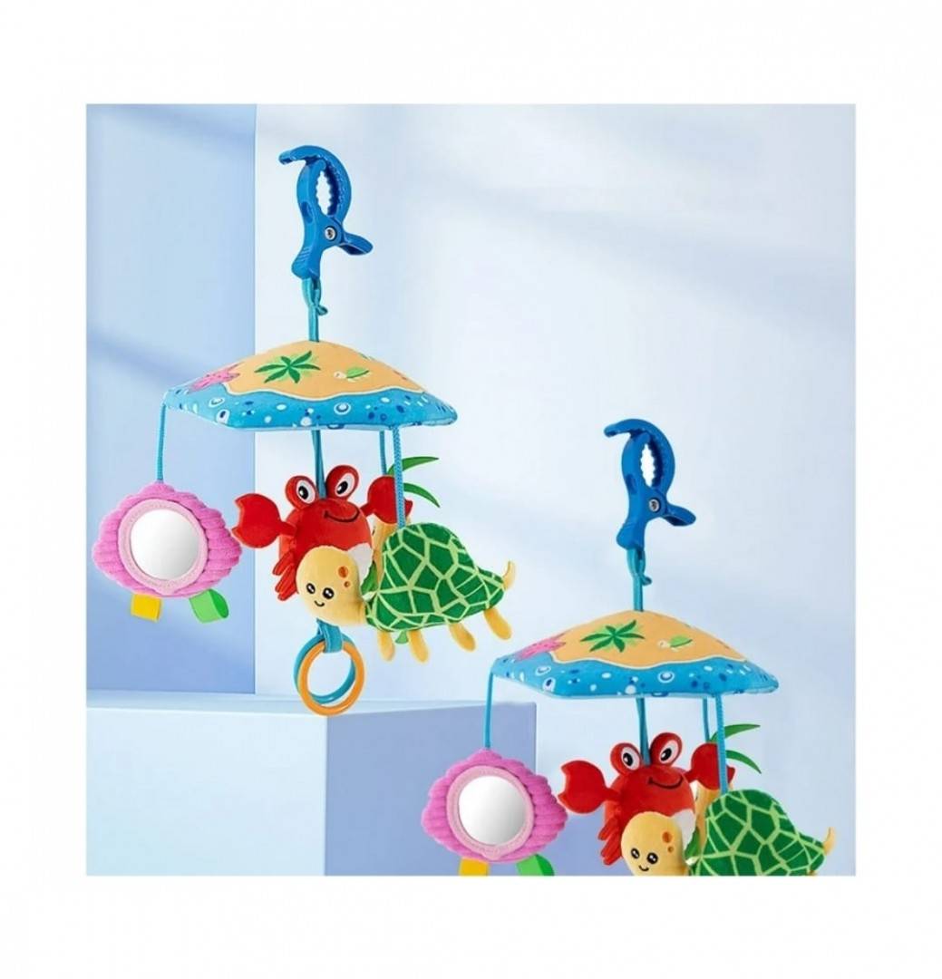 Jucarie multifunctionala pentru patut sau carucior, albastru, 19 cm