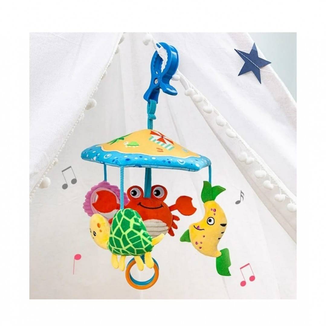 Jucarie multifunctionala pentru patut sau carucior, albastru, 19 cm