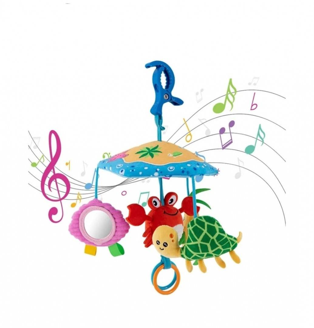 Jucarie multifunctionala pentru patut sau carucior, albastru, 19 cm
