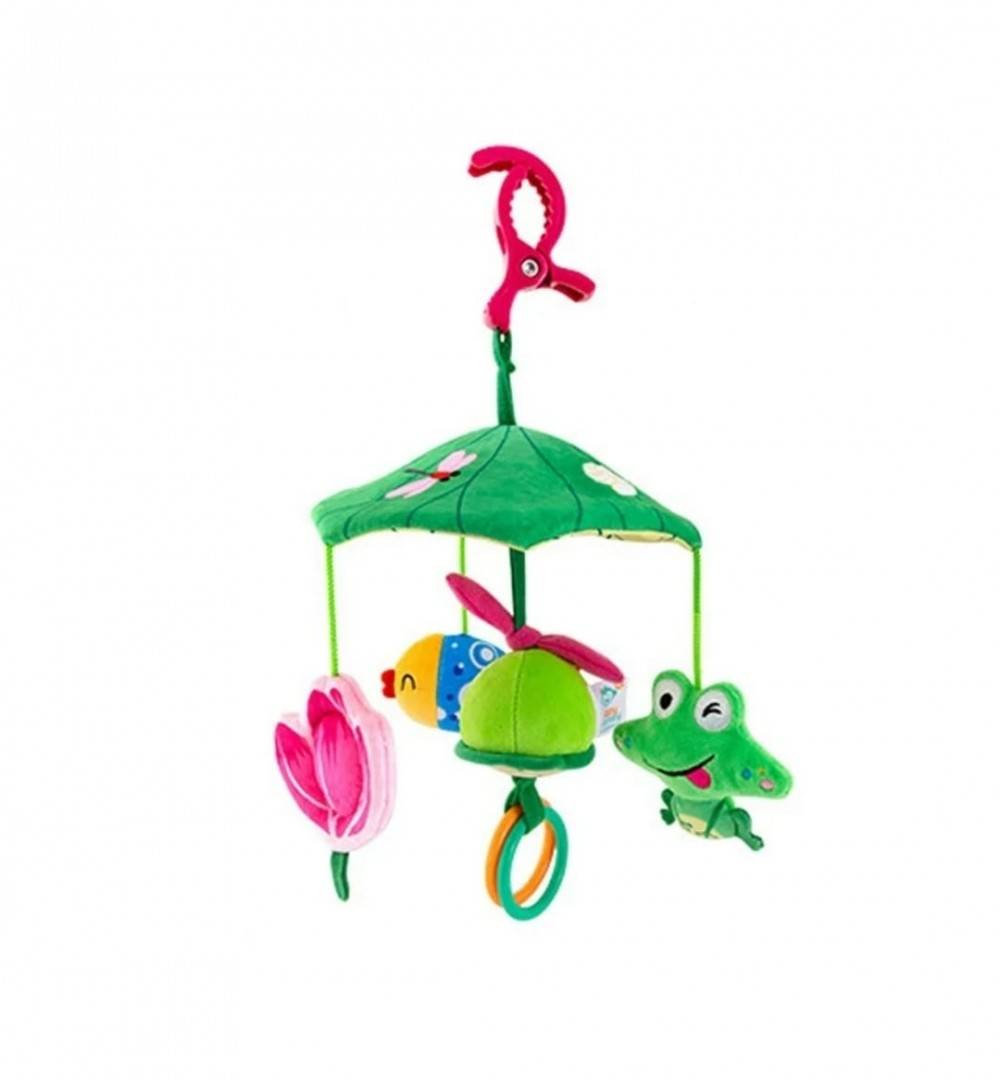 Jucarie multifunctionala pentru patut sau carucior, verde, 19 cm